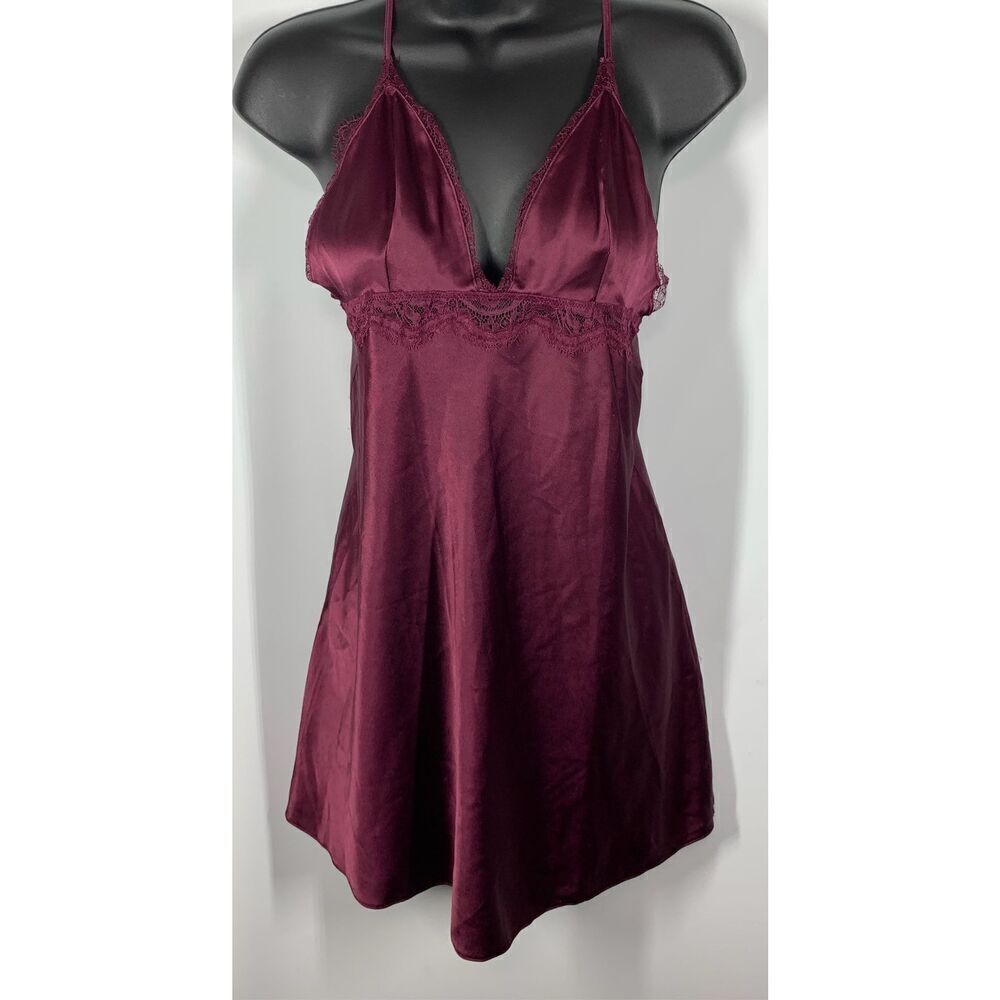Victoria's Secret Satin Maroon Chemise Size Medium